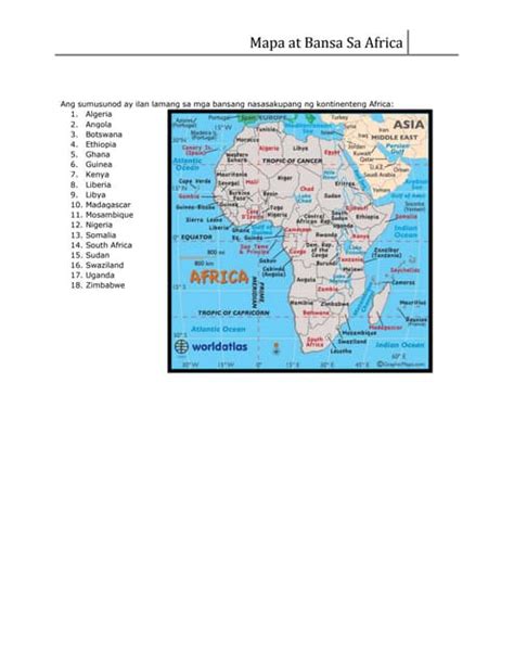 Mga bansa sa africa at kapital nito